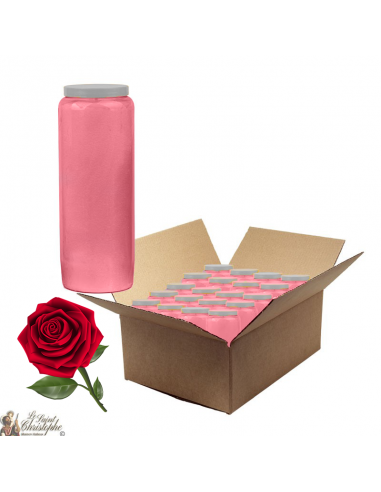 Velas de novena perfumadas con rosa - caja de 20 piezas