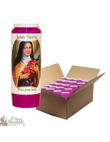 Paarse noveenkaars voor Saint Thérèse of Lisieux - doosje 20 stuks