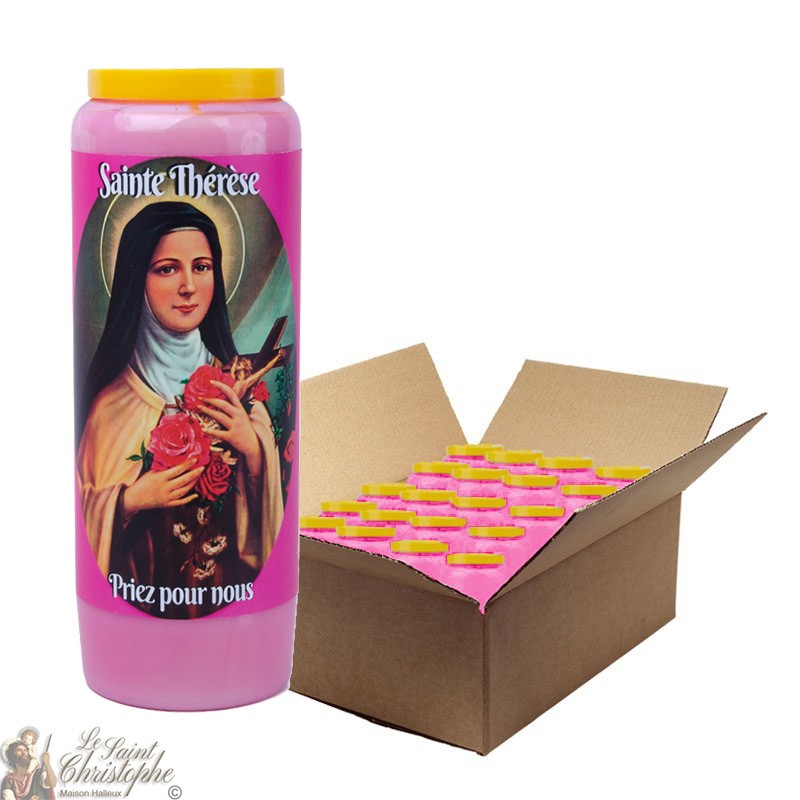 Vela de novena rosa para Santa Teresa de Lisieux - caja de 20 piezas