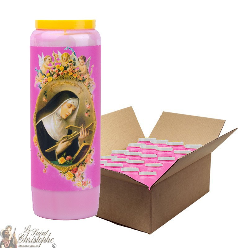 Velas de Novena Rosa Santa Rita - caja de 20 piezas