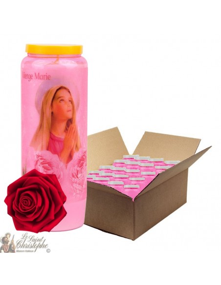 Velas de novena Virgen María rosa perfumada - 1 - 20 piezas