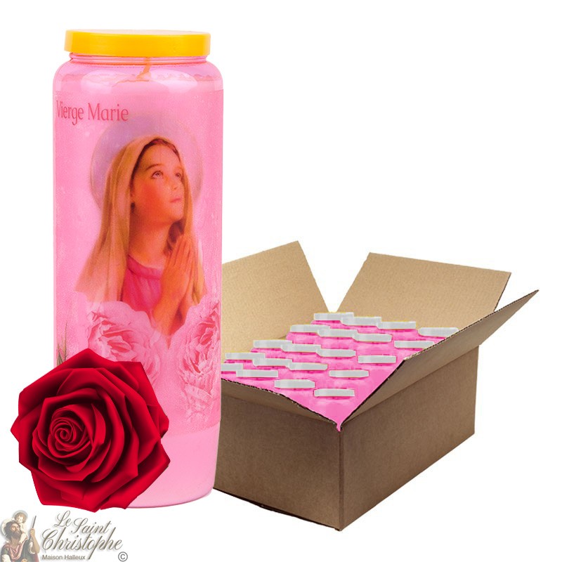 Velas de novena Virgen María rosa perfumada - 1 - 20 piezas