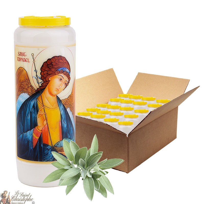 Vela de novena de San Rafael perfumada con salvia - 3 - 20 piezas