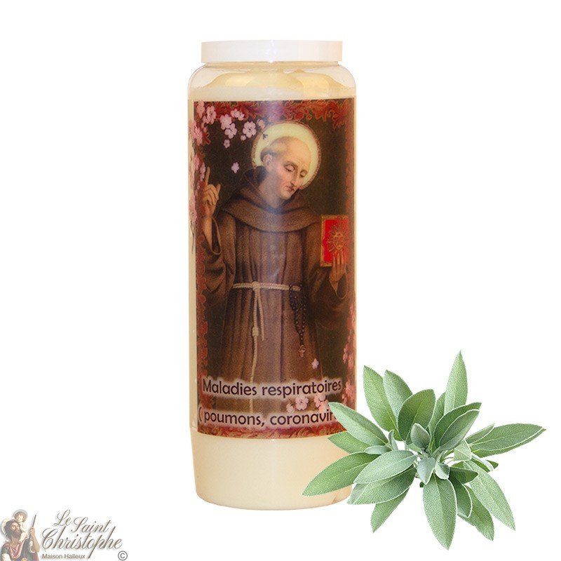 Vela de novena San Bernardino de Siena perfumada con salvia