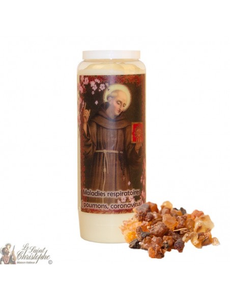 Vela de novena San Bernardino de Siena perfumada con mirra