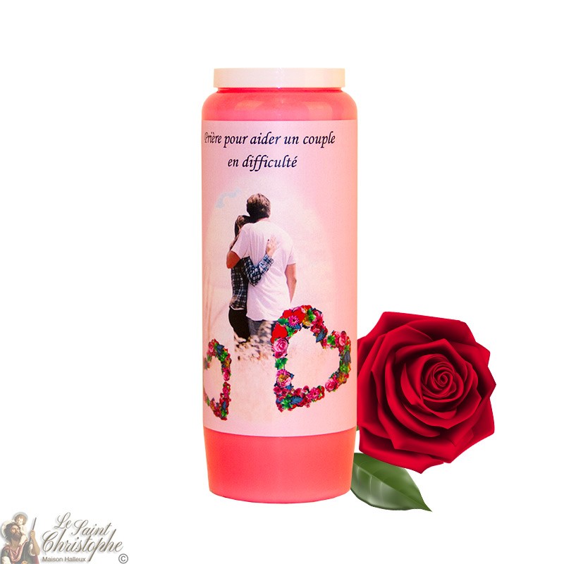 Bougie de neuvaine - Aider un couple en difficulté parfumée à la rose