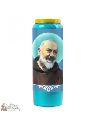 Bougie de neuvaine bleue à Padre Pio