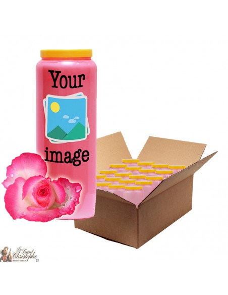 Vela Novena Aroma Rosa - personalizable - caja 20 unidades