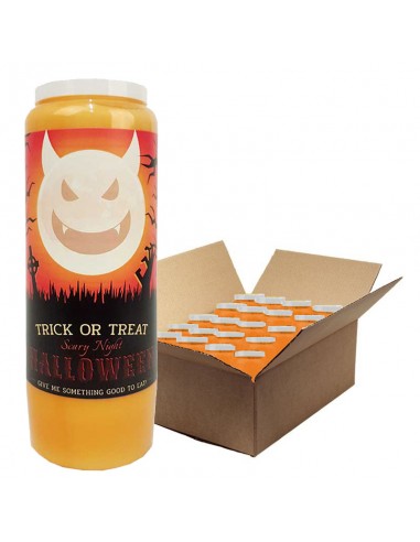 Halloween oranje novene kaarsen - Trick or Treat - doos 20 stuks