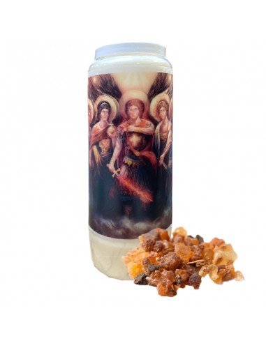 Novena candle with 7 Archangels scented with myrrh