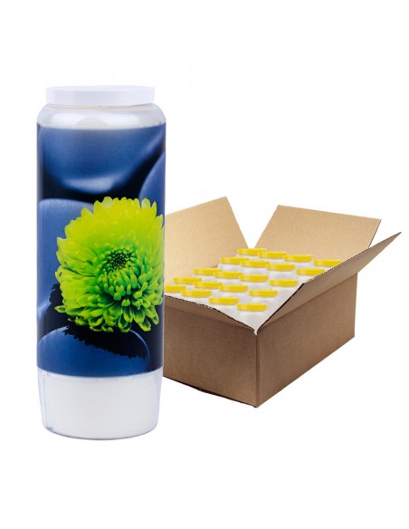 Bougie de neuvaine avec citation zen modèle 3 - carton 20 pièces