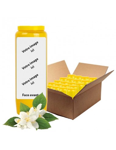 Yellow novena candle scented with jasmine - customizable - box of 20 p