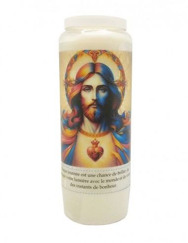 Novena candle to the Sacred Heart of Jesus - coloured halo