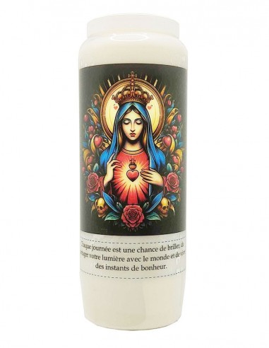 Novena candle to the Sacred Heart of Mary - Modern black background 1