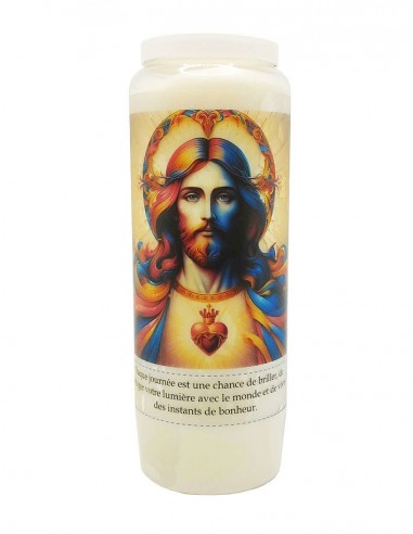 Novena candle to the Sacred Heart of Jesus - coloured halo