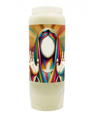 Vela de novena personalizable con tu rostro - arco iris