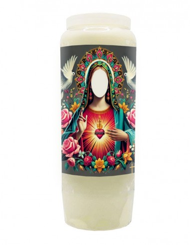 Vela de novena personalizable con su rostro - paloma