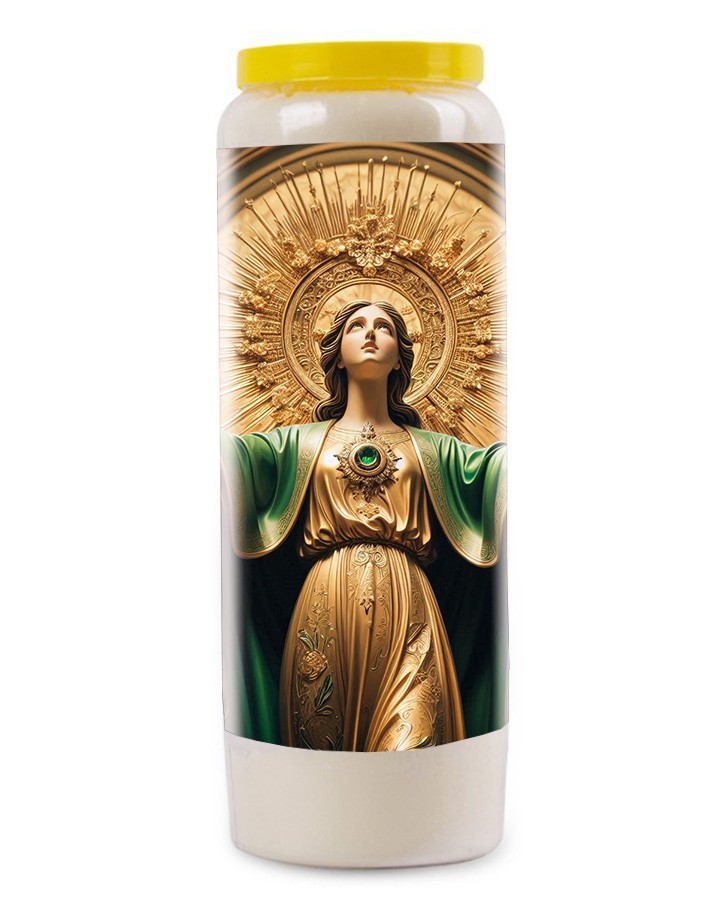 Novena candle to the Sacred Heart of Mary - Emerald Heart - 22
